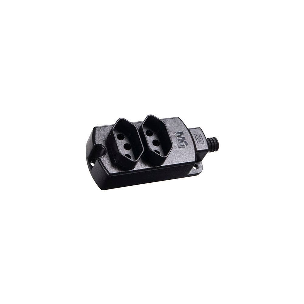 Régua com 2 Tomadas MarGirius TMU2-320 2P+T 20A Preta Bivolt