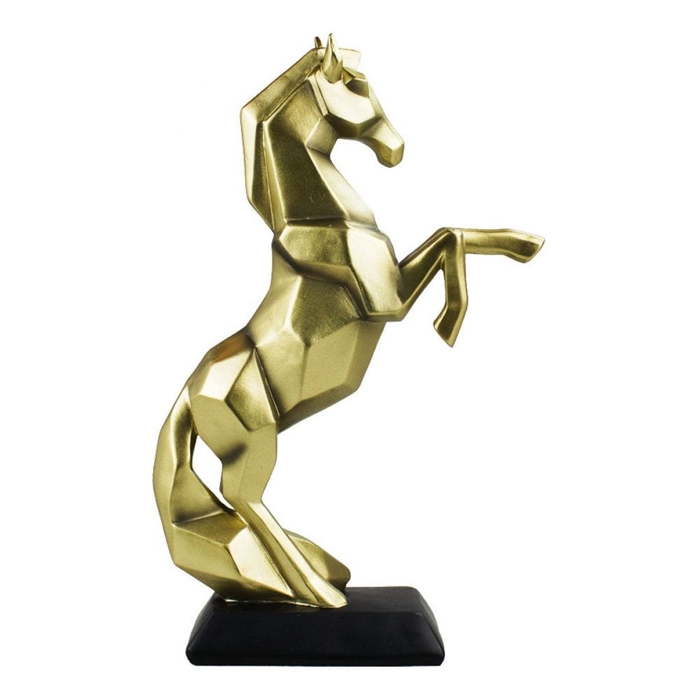 Enfeite Luxo Rack Sala Cavalo Dourado Geométrico - 33.5cm