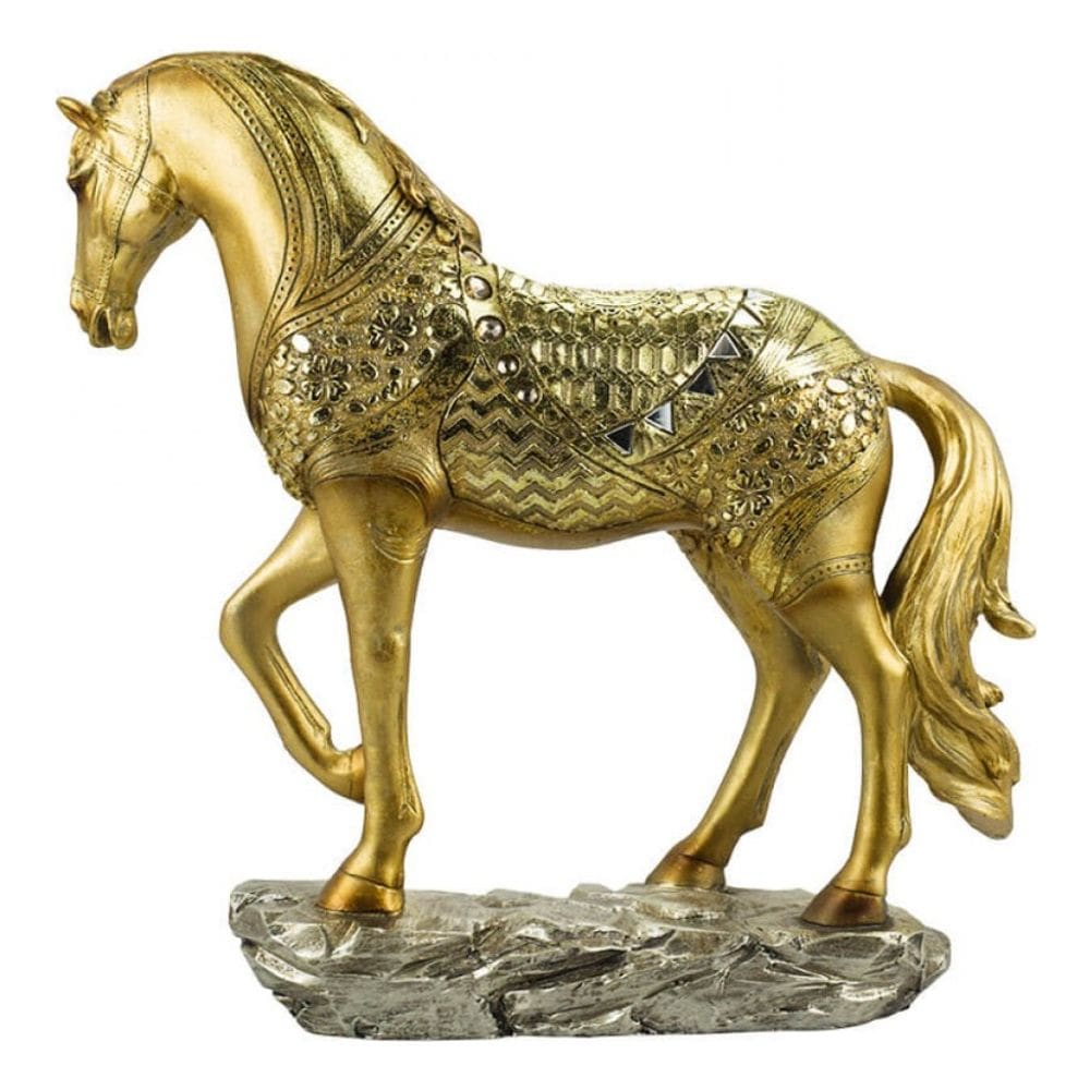Enfeite Decoração Rack Cavalo Decorativo Dourado 28.5 Cm