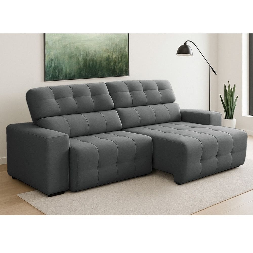Sofá 3 Lugares Retrátil Reclinável 230cm Veludo Atualle Ferguile