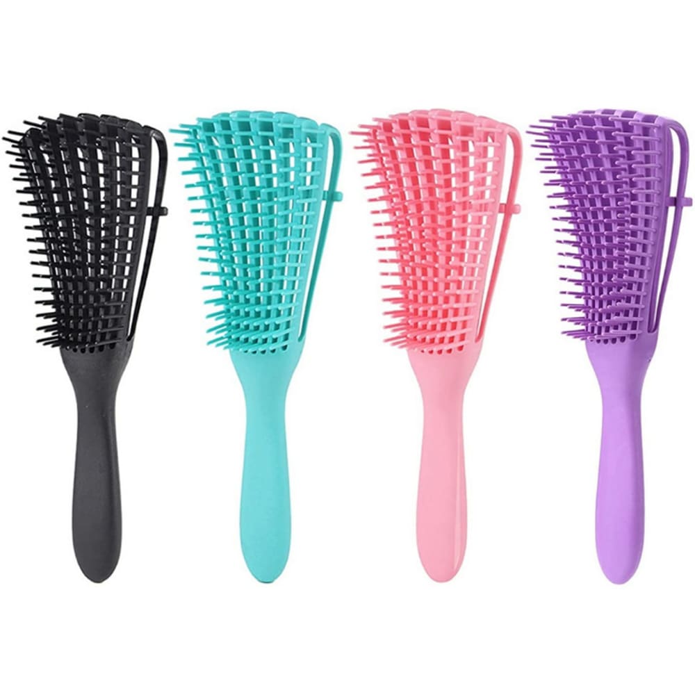 Escova Polvo Preta Para Cabelos Cacheados Flexível 8 Pontas