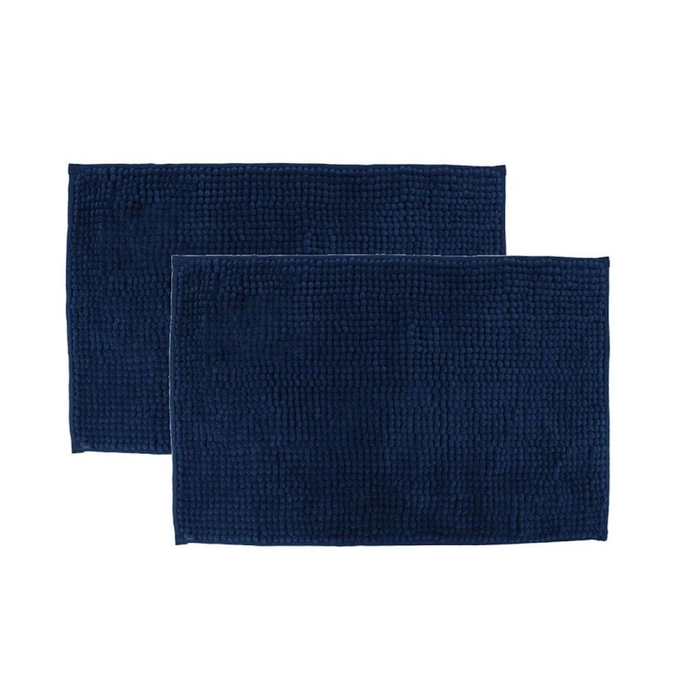 Kit 2 Tapetes Banheiro Antiderrapante Azul Escuro 58x38cm
