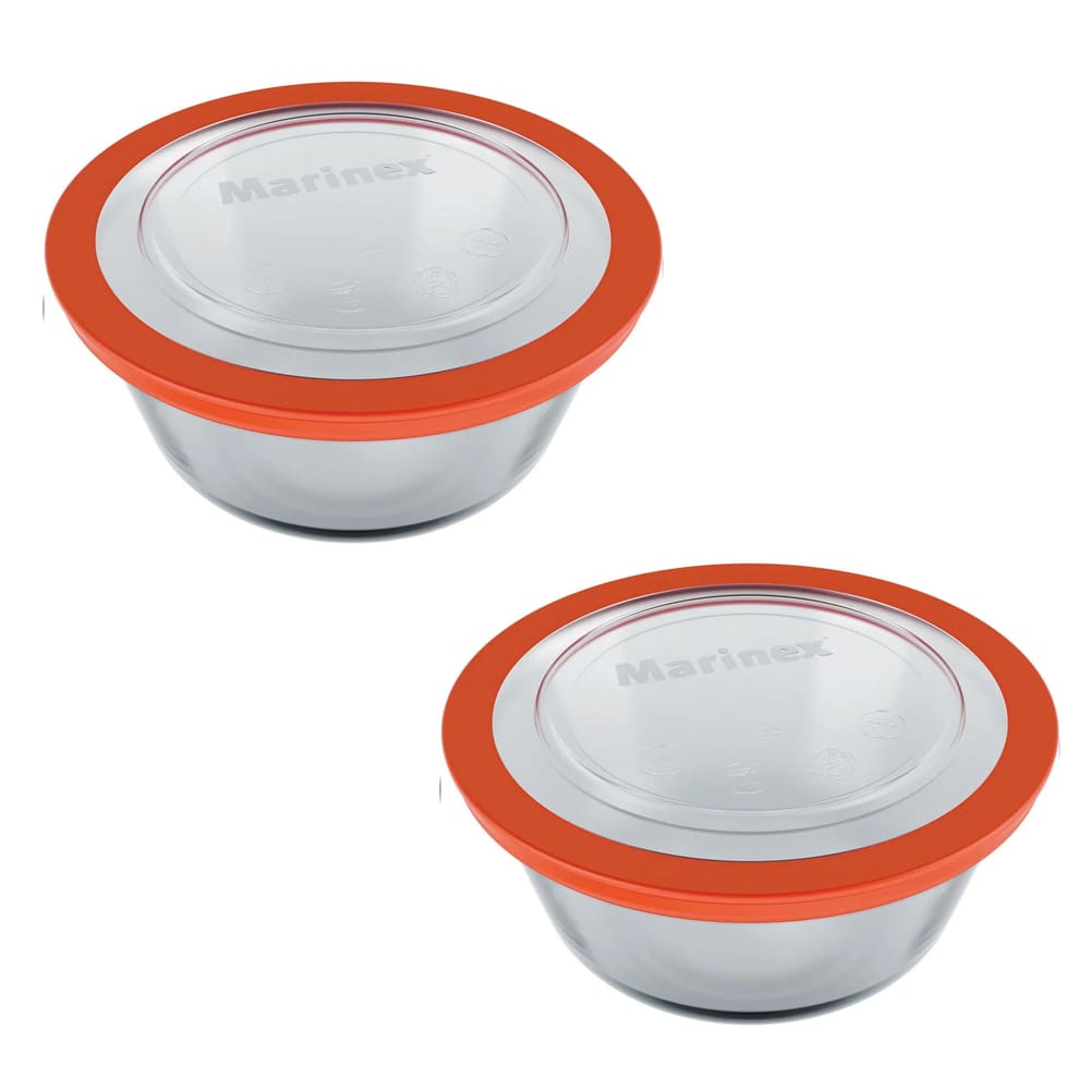 Kit 2 Tigelas Marinex Refratário Redondo Vidro Tampa 2,4L