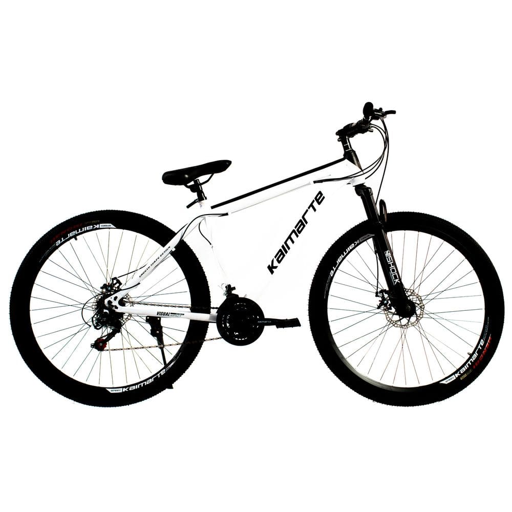 Bicicleta Aro 29 Bike 21 Vel Marchas Everest Freio a Disco Quadro Alumínio Leve Resistente Cor Branco/Preto - WCT FITNESS