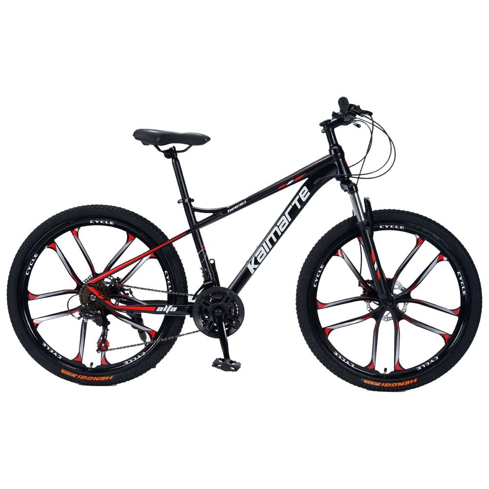 Bicicleta Aro 26 Bike 21 Vel Marchas Freio a Disco Quadro Aço Carbono Cor Preto Vermelho WCT FITNESS