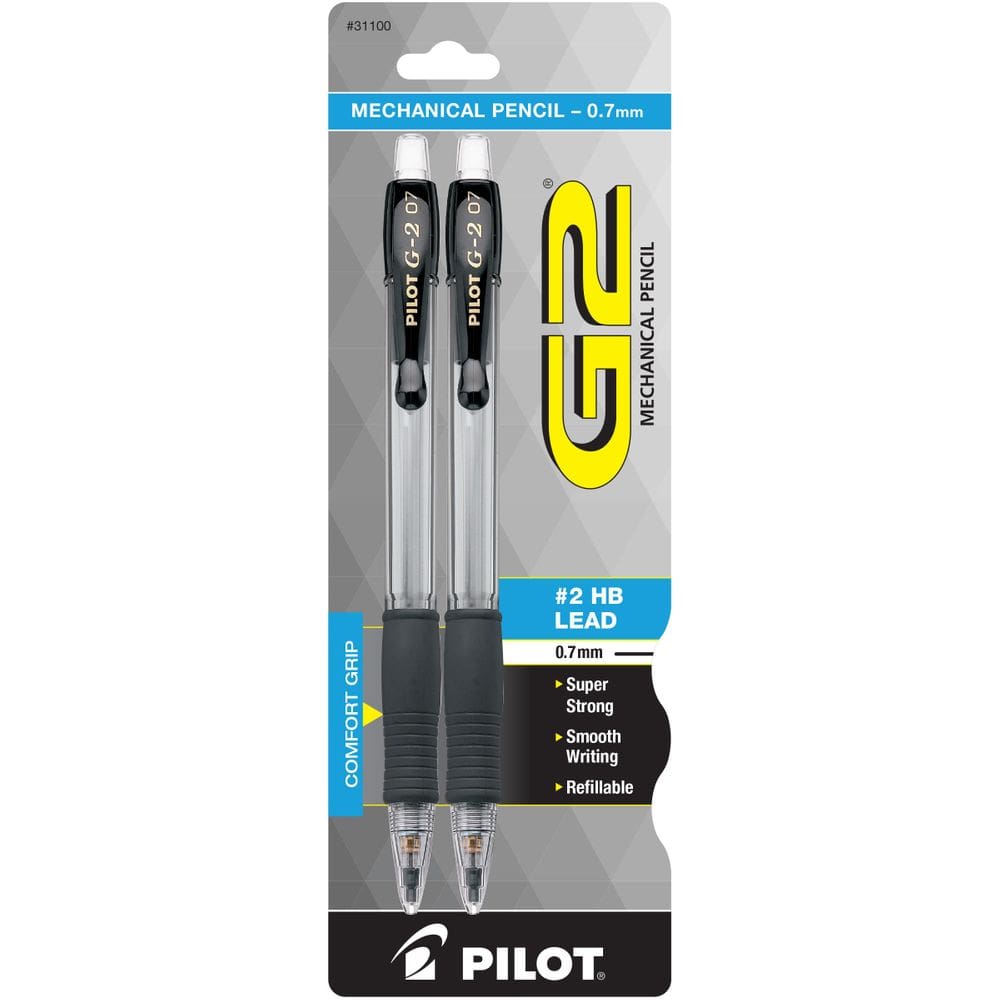 Lápis mecânicos PILOT G2 de 0,7 mm HB Lead com detalhes em preto