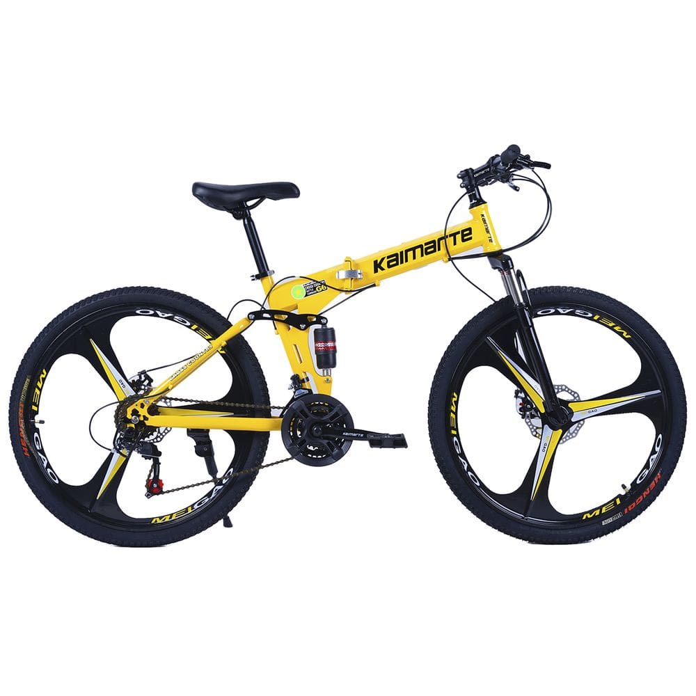 Bicicleta Aro 26 Bike Dobrável Aço Carbono Freio a Disco 21V CityFlow Amarelo WCT FITNESS