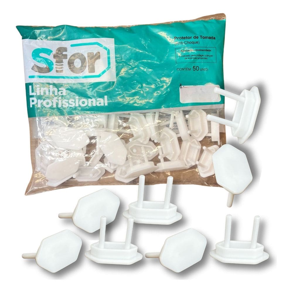 Kit 50 Protetores Tomada Sforplast Segurança De Bebês E Crianças