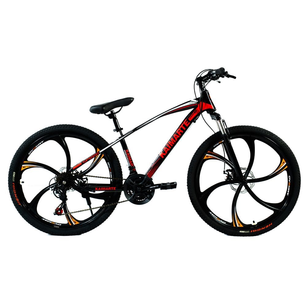 Bicicleta Aro 26 Roda Liga Magnésio Bike 21 Vel Marchas Freio a Disco VorteX Quadro Aço Carbono Leve Resistente Cor Preto/Vermelho - WCT FITNESS