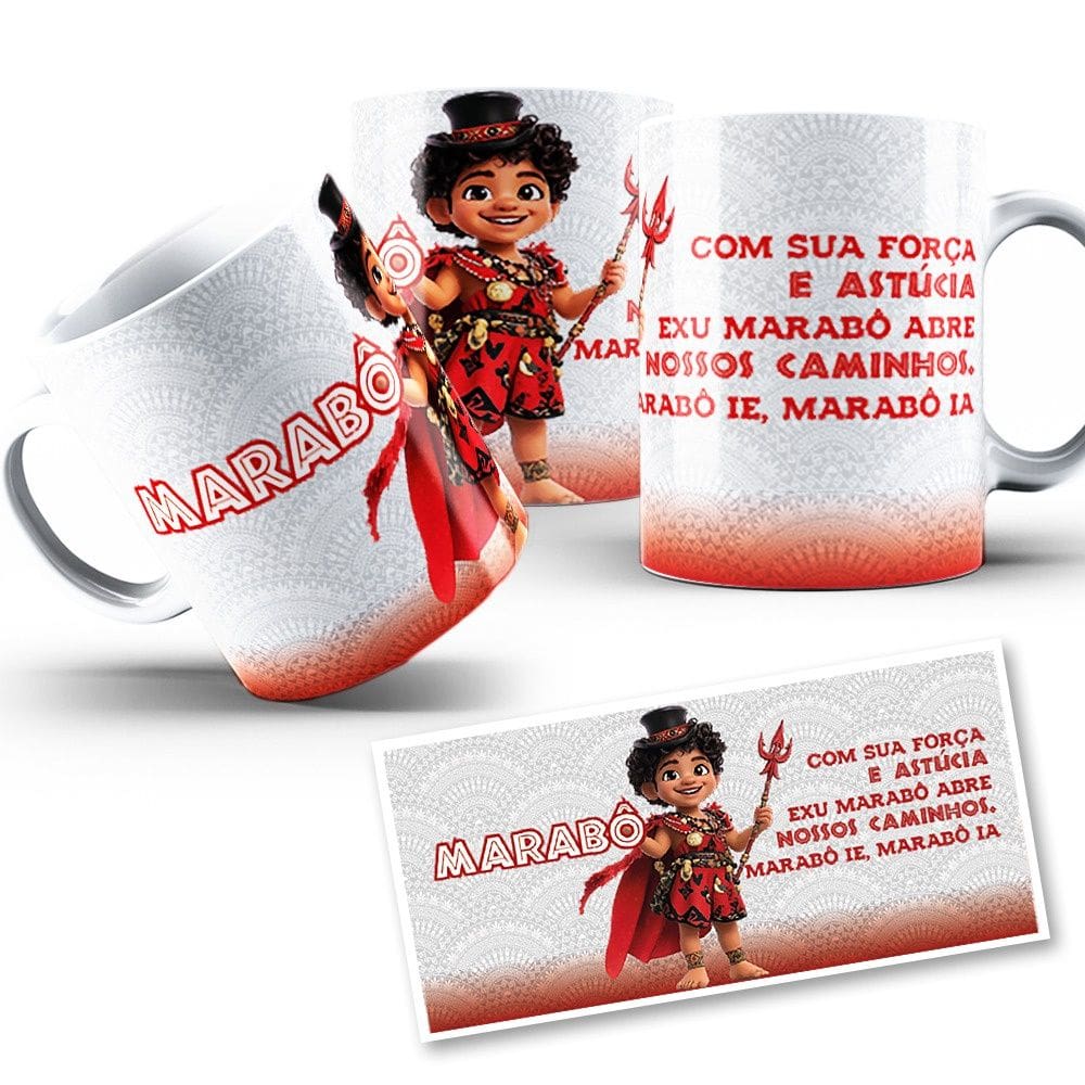 Caneca Exu Marabô Mirim Orixá Umbanda Candomblé 325ml