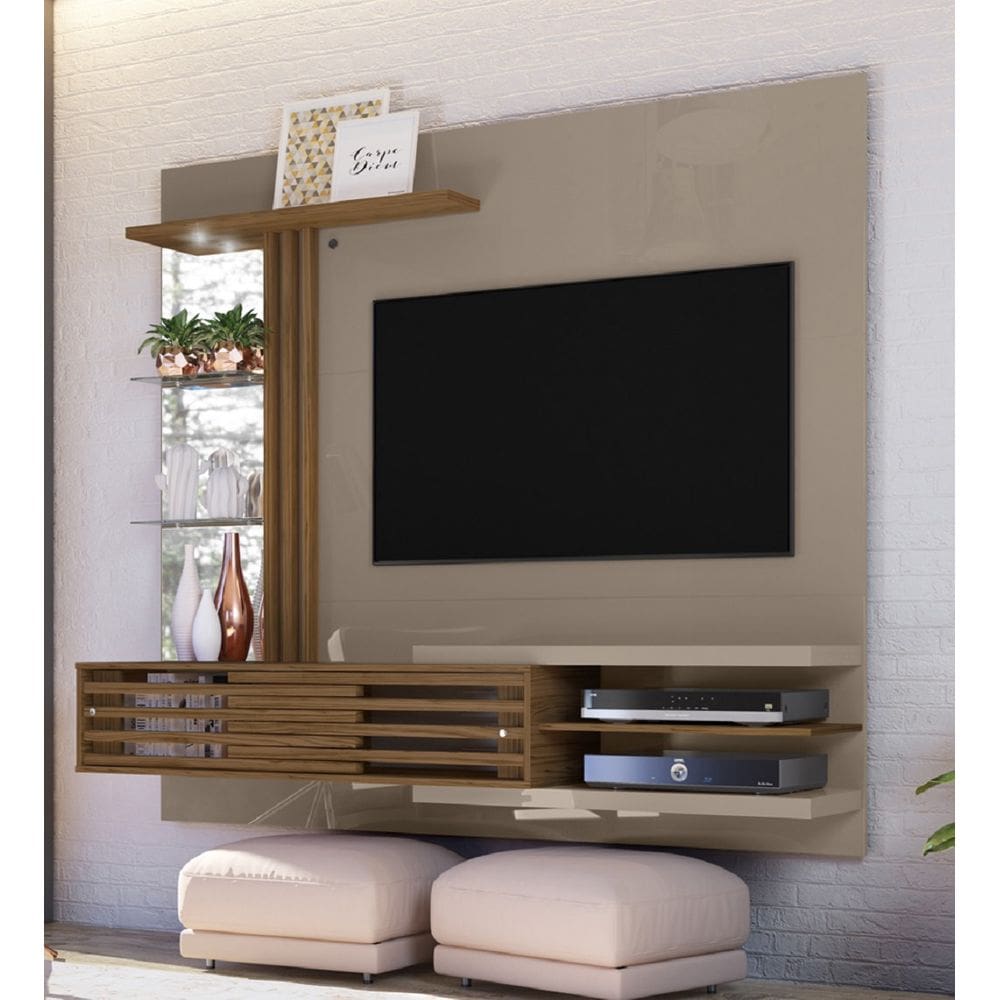 Bancada Suspensa com Painel Frizz Supreme C/ Iluminária de Led - Fe-ndi/Naturale Madetec