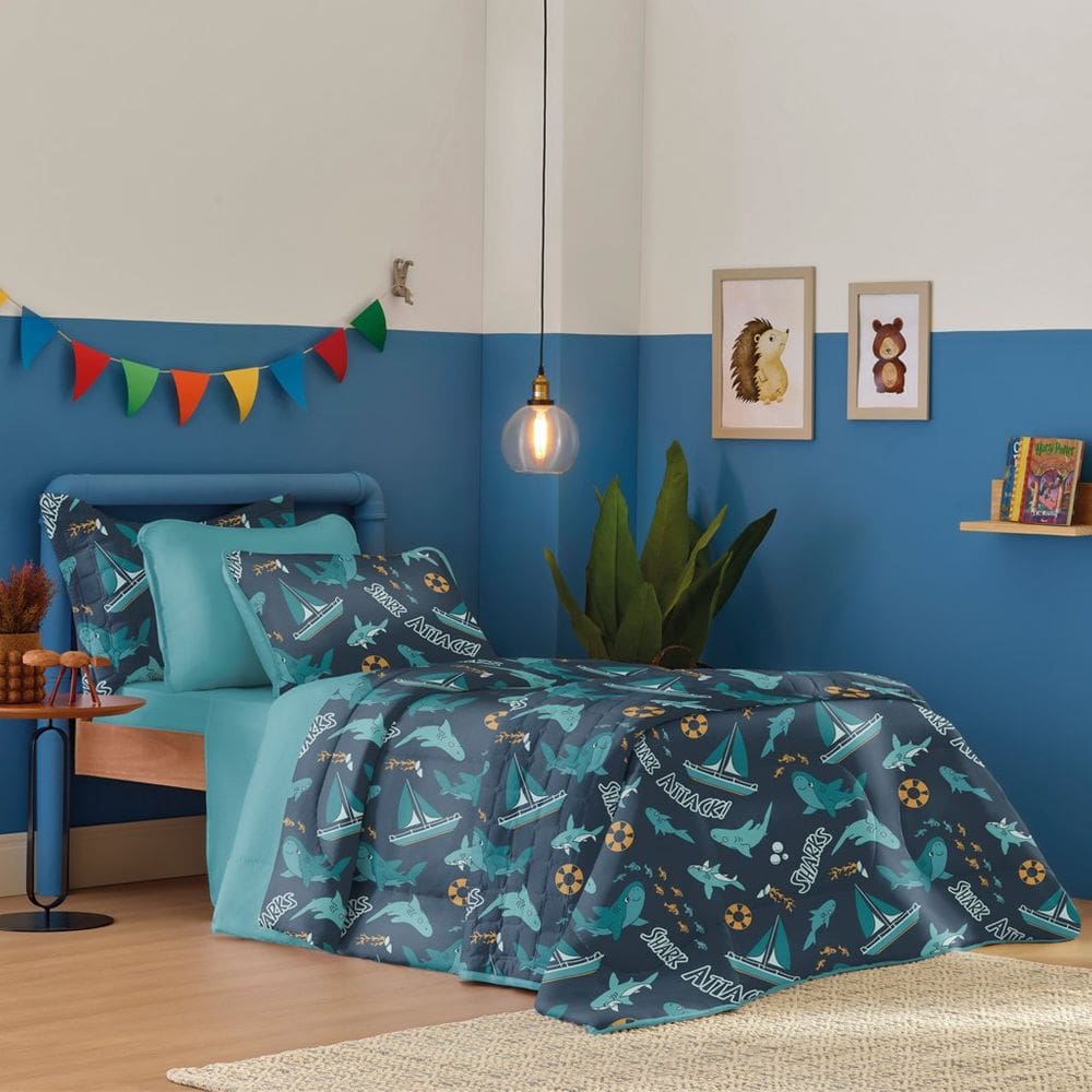 Jogo de Cama Casal Atlantix 3 Pçs 138x188x30 100% Algodão