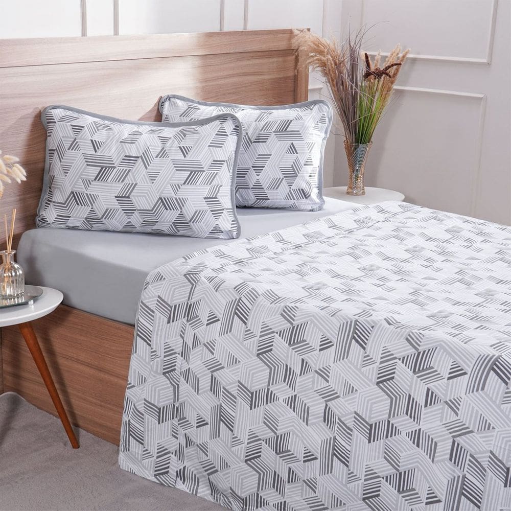 Jogo de Cama Casal 4 Pçs Malha Premium 145g/m² 100% Algodão 138x188x30cm