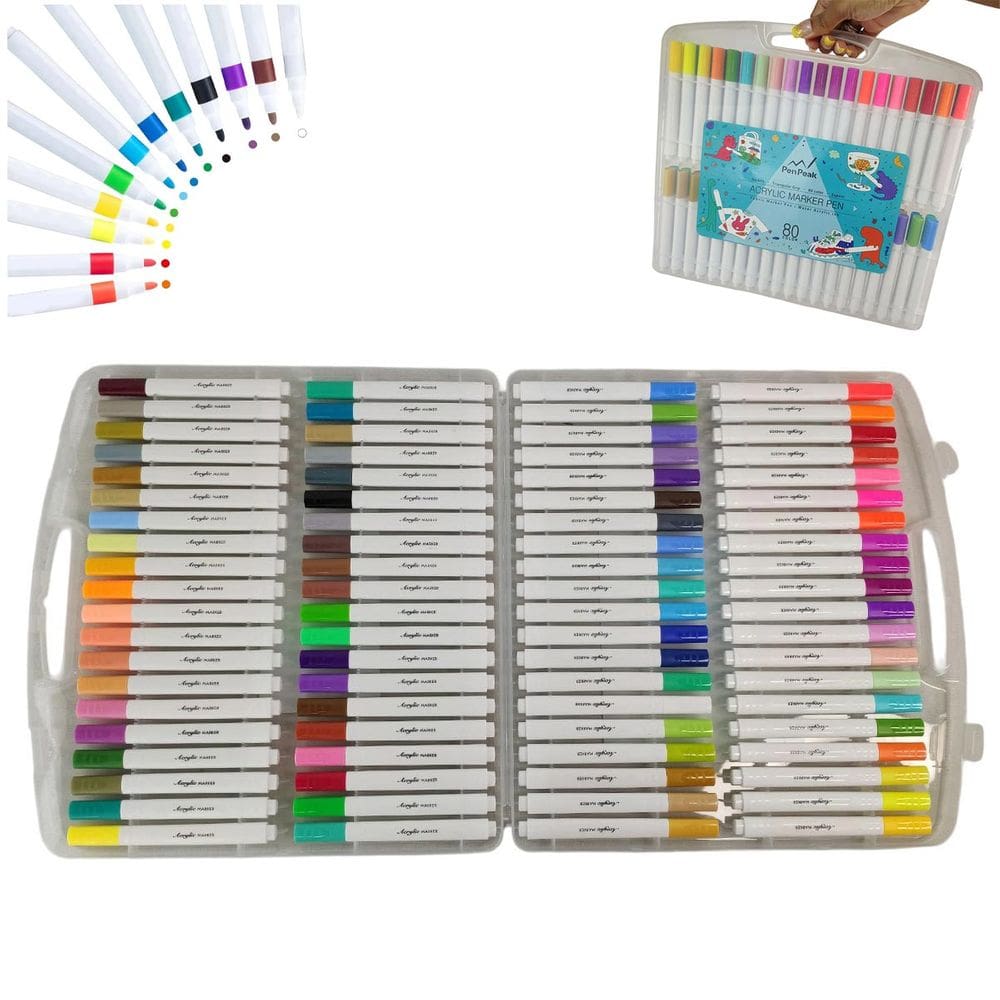 Canetinha Caneta 80 Cores Marcador Tinta Acrilica A Prova dAgua Pintura Permanente Artesanato Escultura Arte