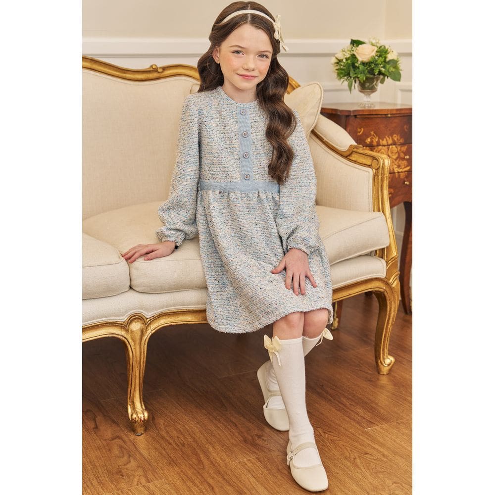 Vestido Infantil Kukiê Em Malha Tweed Brilho Inverno