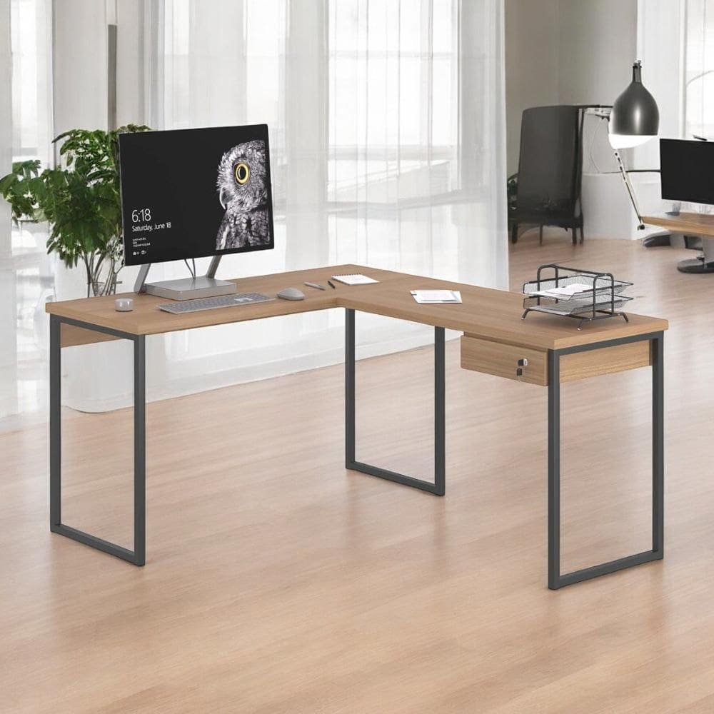 Mesa Home Office Escrivaninha L Industriale Montana com Gaveteiro