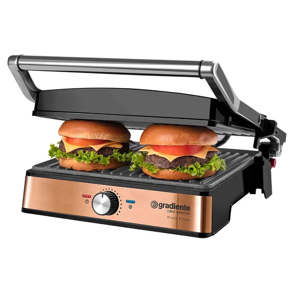 Grill Sanduicheira 2000W Gradiente Antiaderente Inox Cobre 127V