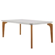Mesa Sala de Jantar Liz 180cm Em MDF e Vidro Canto Copo