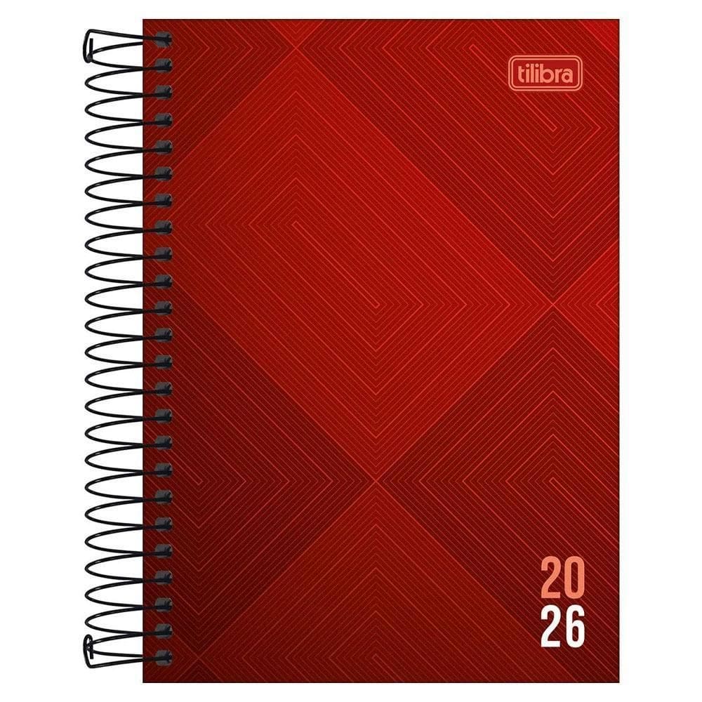 Agenda Diária 2026 Espiral M5 176Fls Zip Vermelho Tilibra