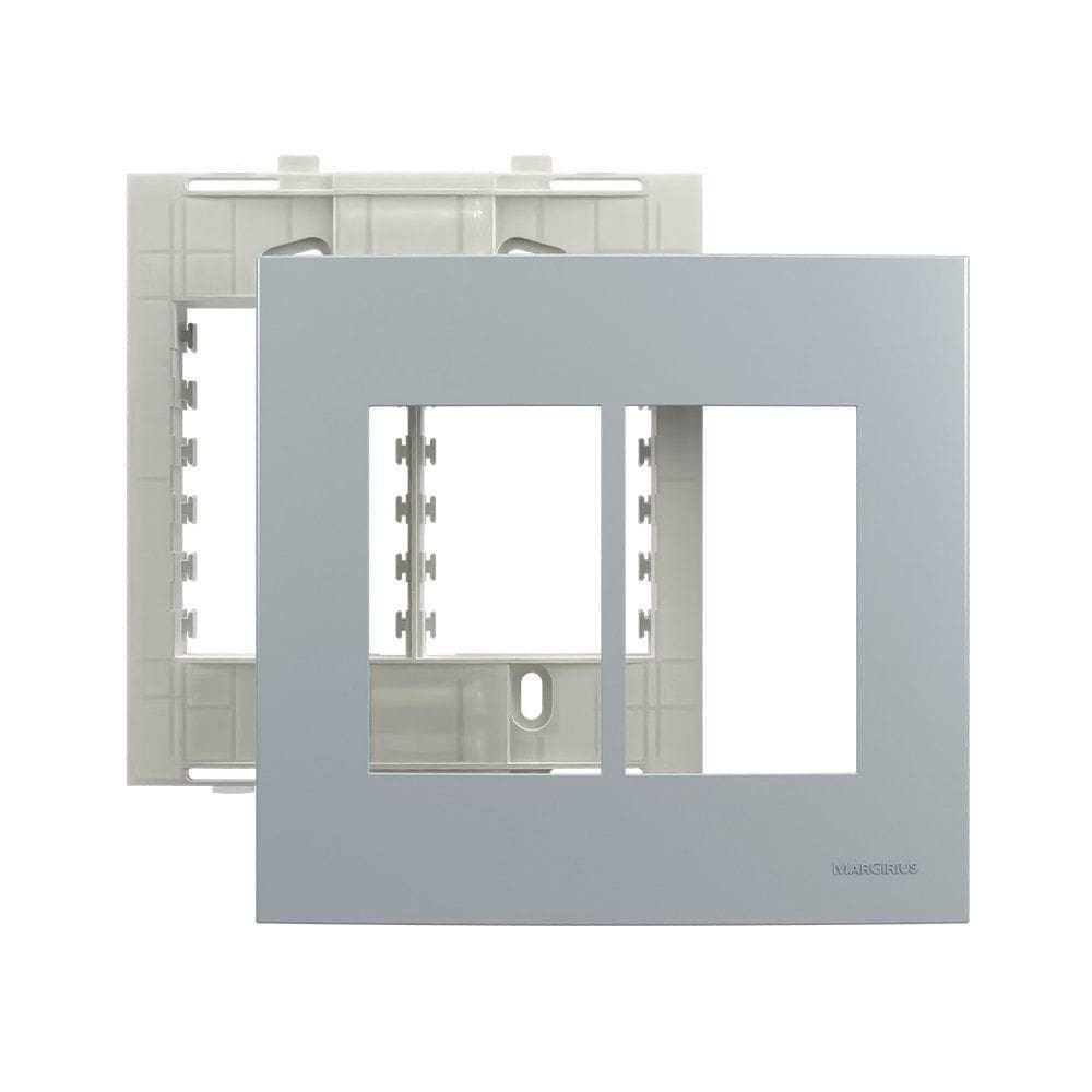 Placa com Suporte MarGirius Sleek Colors 4x4 para 6 Módulos Horizontais Cinza