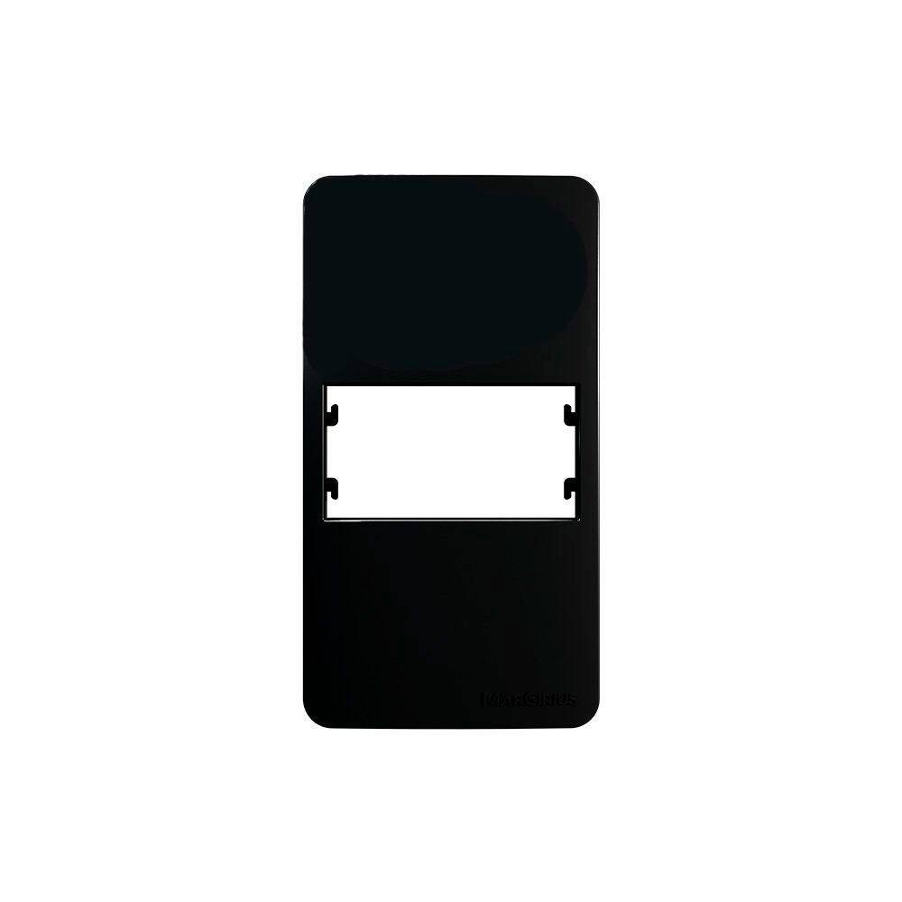 Placa para Condulete com Suporte MarGirius Sleek Caixa 3/4" para 1 Módulo Preto Ebony