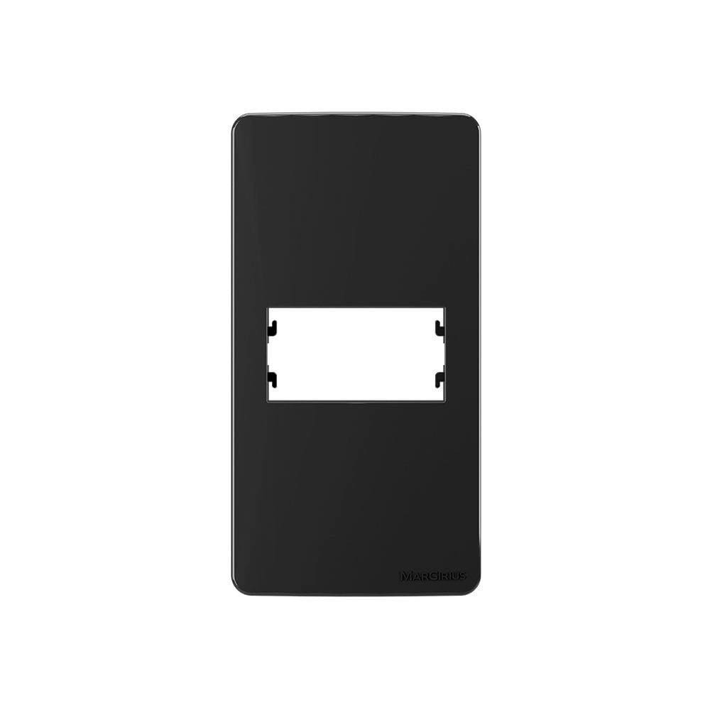 Placa para Condulete com Suporte MarGirius Sleek Caixa 1" para 1 Módulo Preto Ebony
