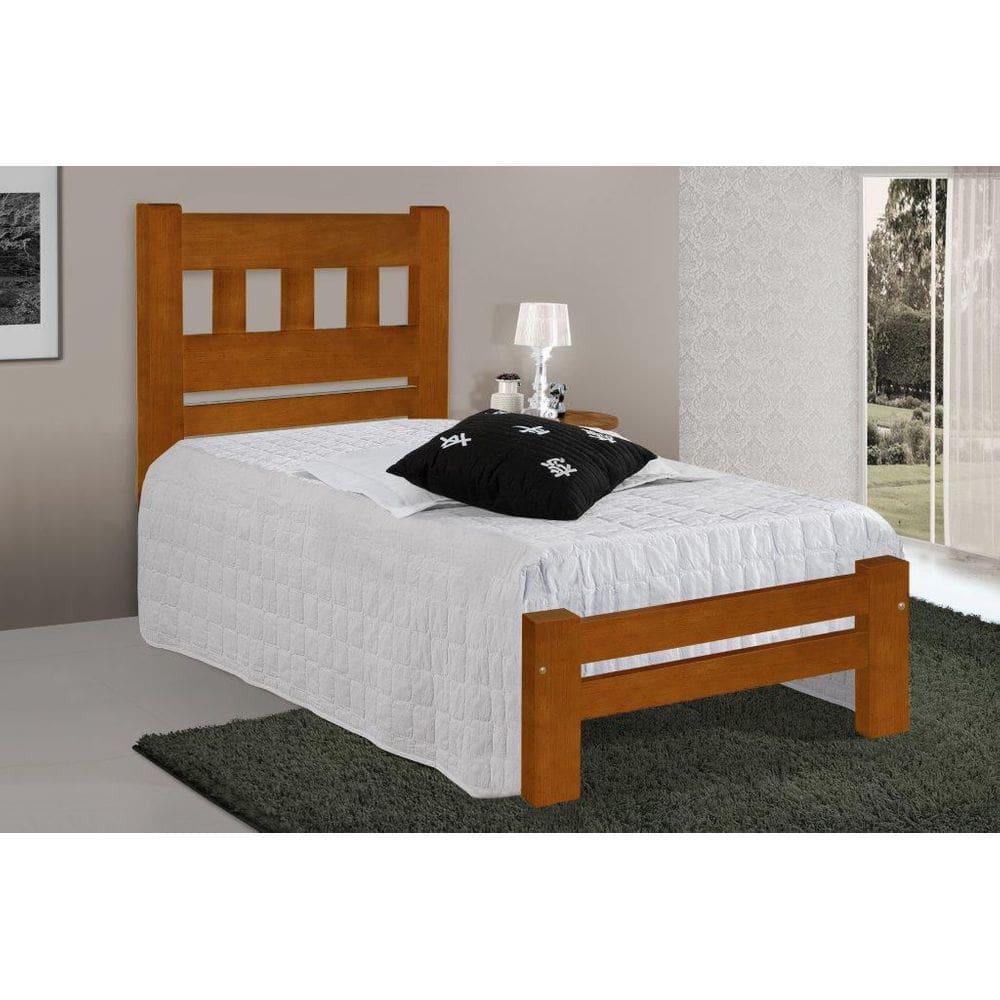 Cama de Solteiro Madri de Madeira Maciça Tauari