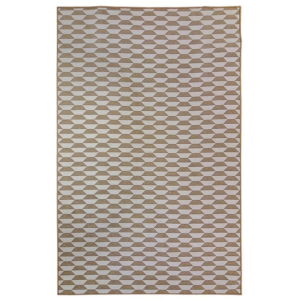 Tapete Sala Decorativo 100X150 Cm Geometrico Colmeia Bege