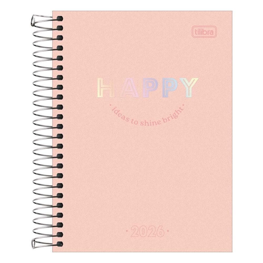 Agenda Diária 2026 Espiral M4 176Fls Happy Salmão Tilibra