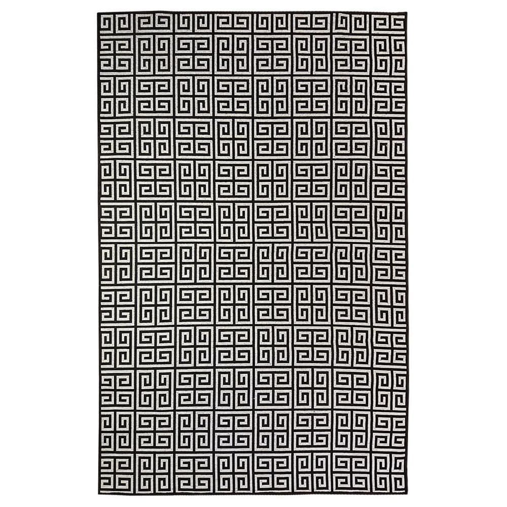 Tapete Sala Decorativo 100X150 Cm Geometrico Grego Preto