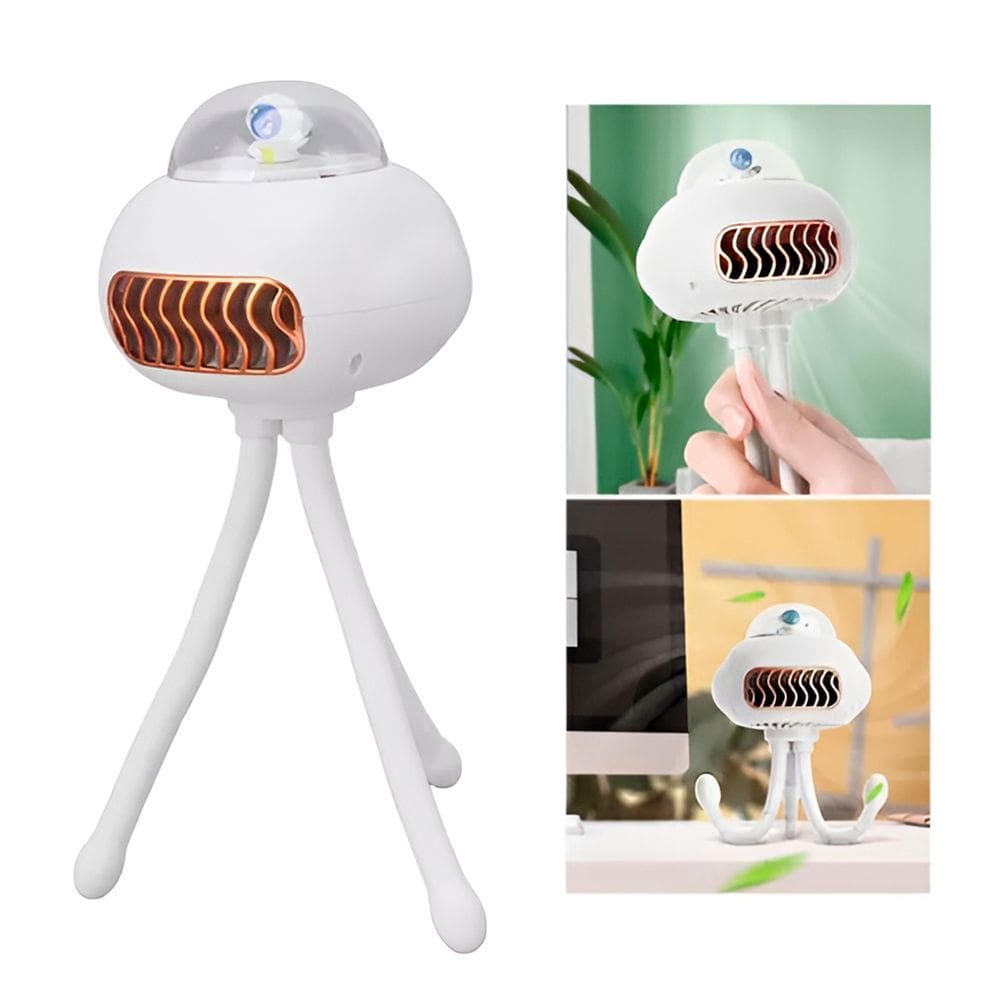 Mini Ventilador Elétrico Portátil Flexível Polvo Enrolado Cor:Branco