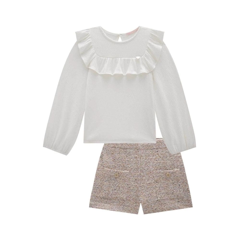 Conjunto Infantil Kukiê Tweed Blusa e short inverno