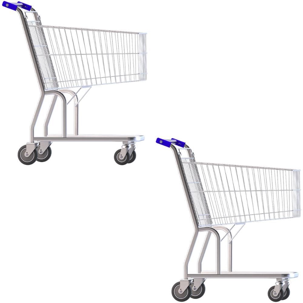 Kit 2 Carrinho De Supermercado Simples 90 Litros Aço Aramado Para Compras Amapá