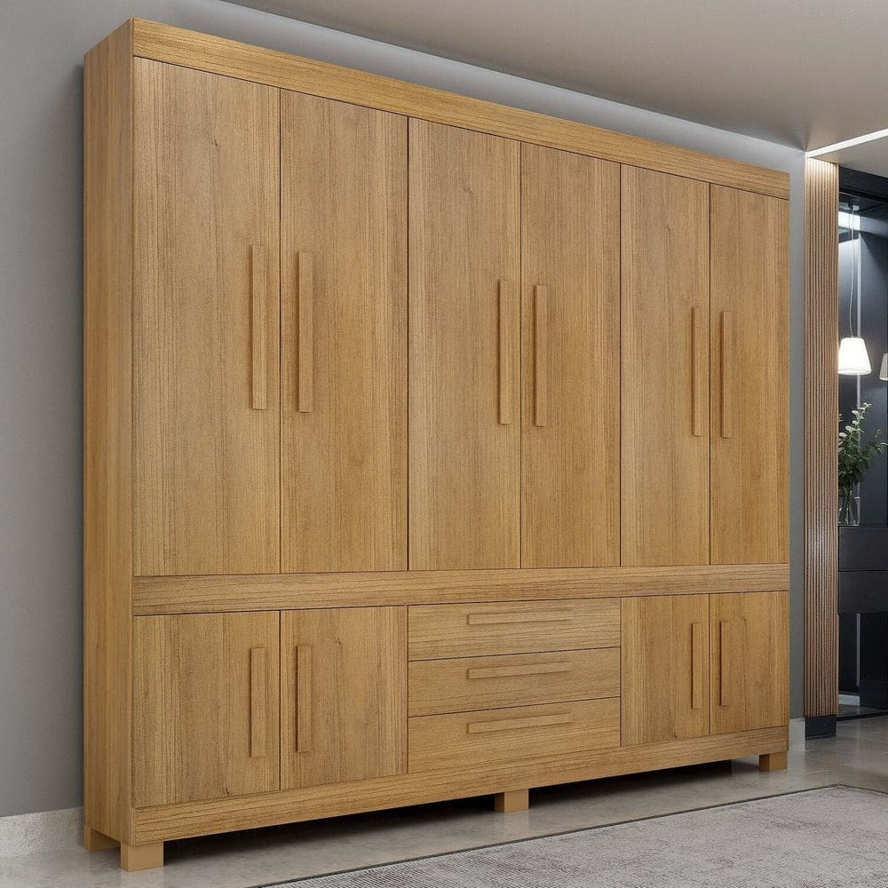 Guarda-roupa Casal 10 Portas 100% Mdf Lucca Cinamomo