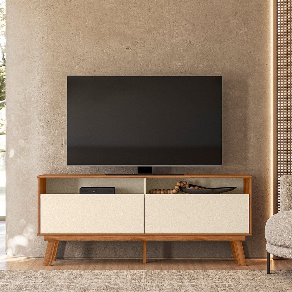 Rack para Tv 65 Polegadas 66cm X 160cm Olinda Amêndoa / Perola Metalizado