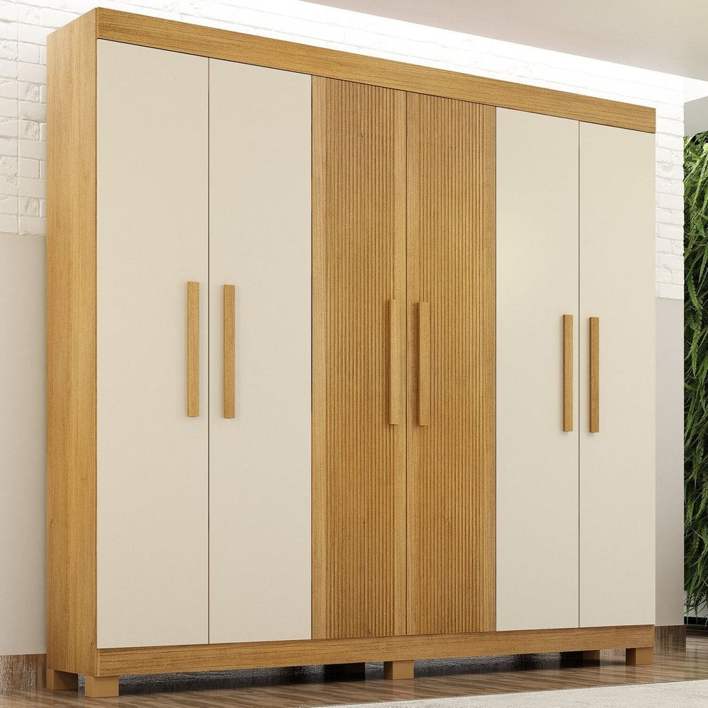Guarda-roupa Casal 6 Portas 100% Mdf Norten Cinamomo/Off White