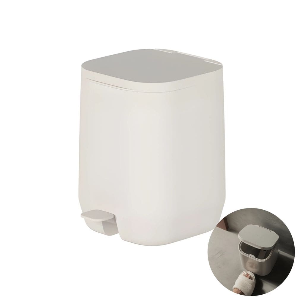 Lixeira Com Pedal Cesto De Lixo 6 Litros Banheiro Bege - Aura LX400BGF Ou