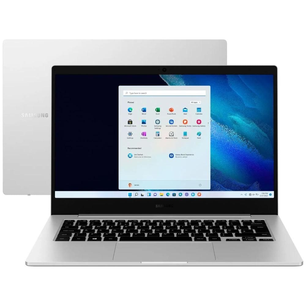 Notebook 14" Samsung Galaxy Book Go, Snapdragon 7C, 4GB, SSD 128GB, Windows 11 Home + Microsoft 365 Personal, Prata, NP340XLA-K0ABR