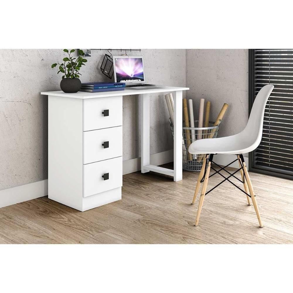 Mesa de Computador MSM 436 c/ 3 Gavetas Branco - Movelbento