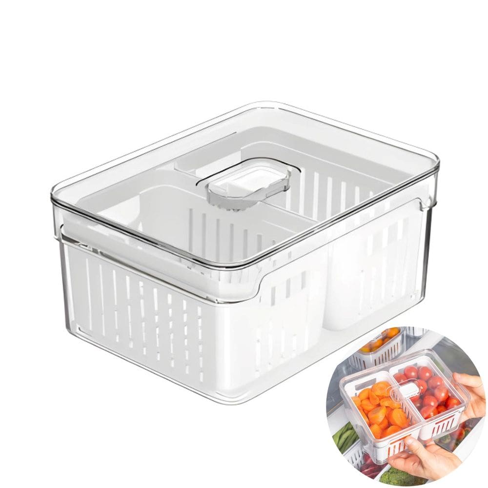 Organizador com Cesto Duplo Para Geladeira 2,2L Branco Natural - Clear Fresh OF650NT Ou