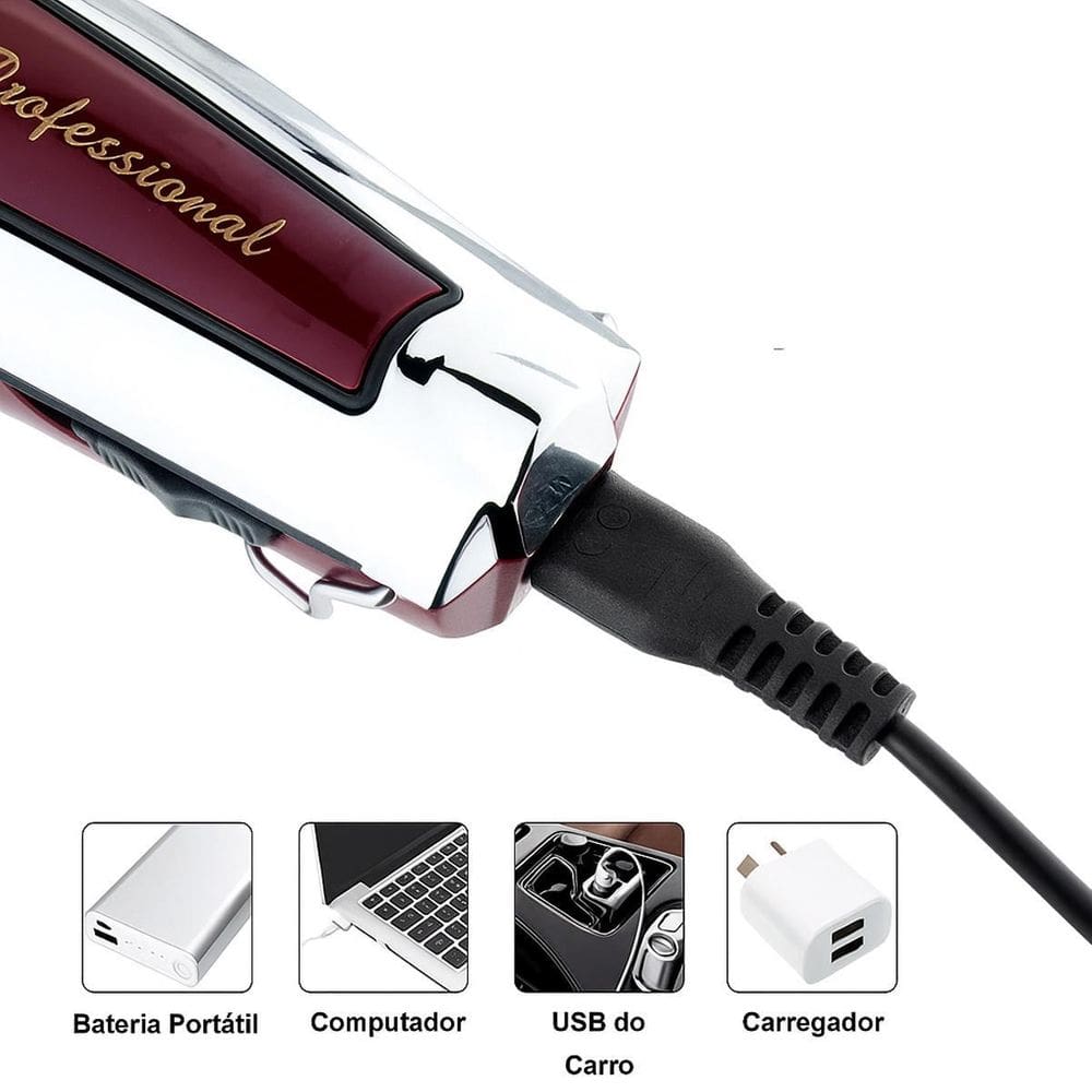 Kemei Recarregável Leve Ideal Para Barbearia