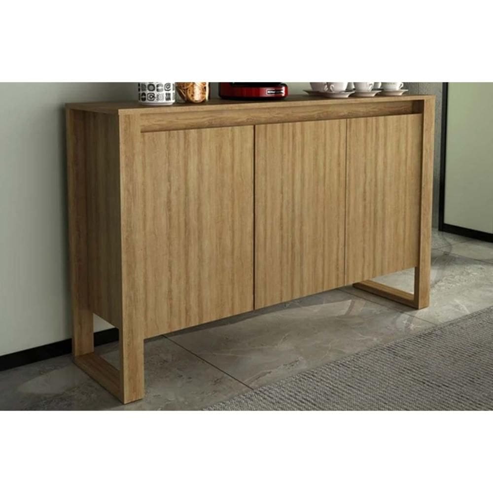 Balcão de Escritório ME4147 c/ 3 Portas Amêndoa - Tecno Mobili