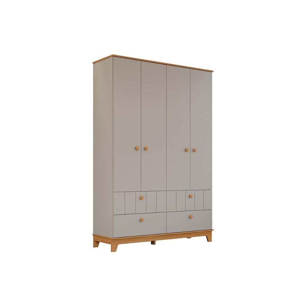 Guarda Roupa Infantil c/ 4 Portas e 4 Gavetas Biscoito Fendi/Nature - Permóbili Baby