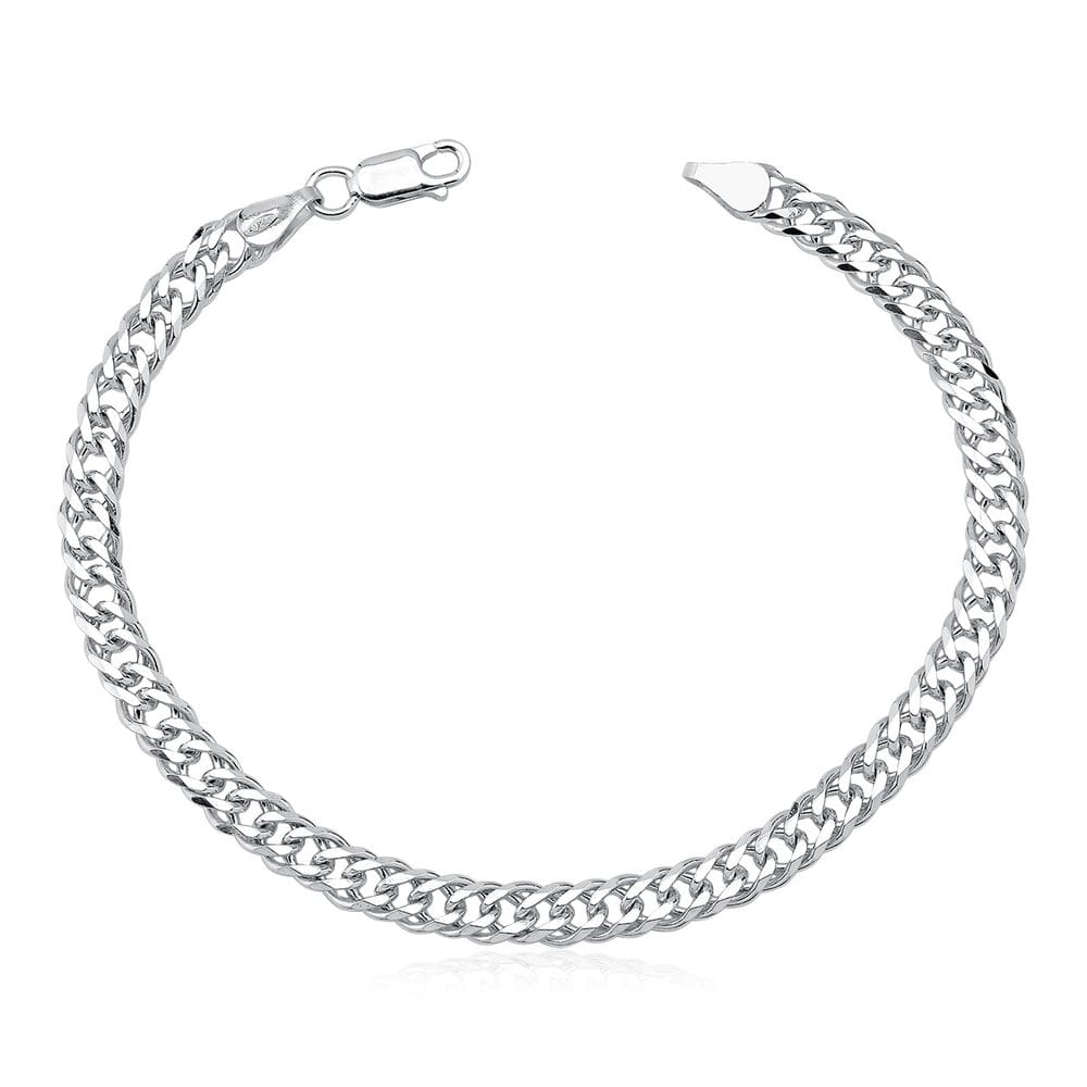 Pulseira De Prata 925 Grumet Dupla Masculina Maciça