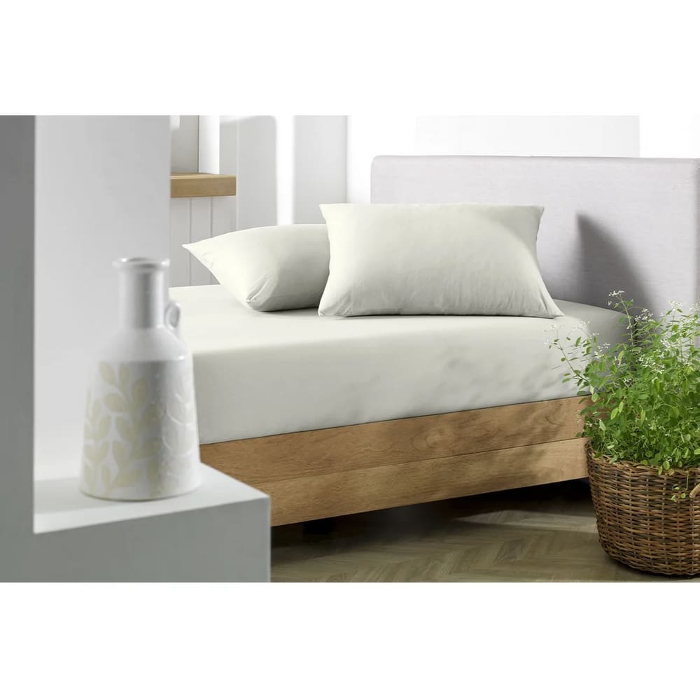 Lençol De Malha 100% Algodão Com Elástico Solteiro Soft - Marfim