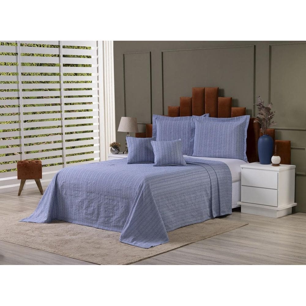 Kit Colcha Cobre Leito Cama Casal Tecido Rústico Topázio +
