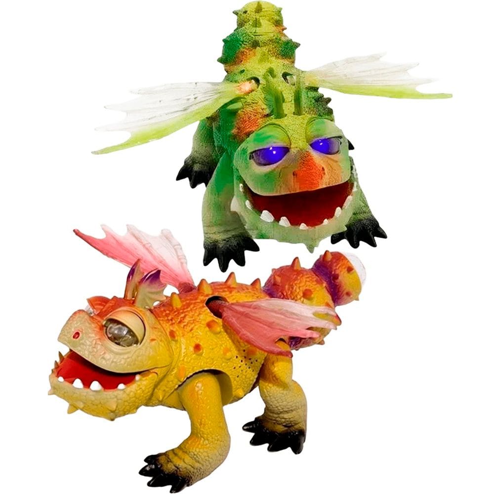 Dupla Brinquedo Infantil Dragão Dinossauro Com Movimento Luz