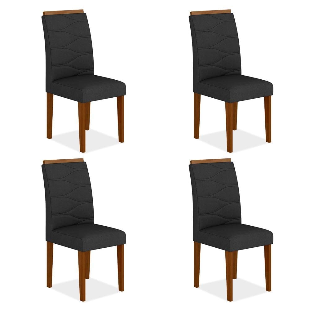 Kit 04 Cadeiras Vitória Wood Cinamomo/ Preto - Moveis Arapongas
