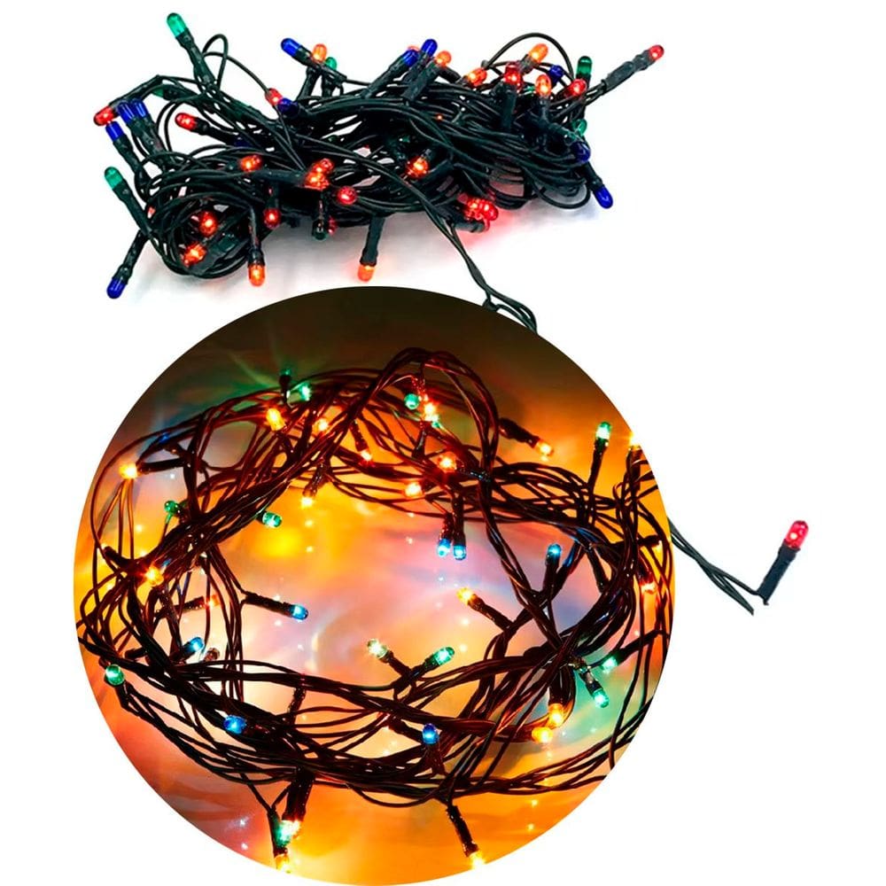 Pisca Cordão 100 Micro-Lâmpadas Colorido LED 8 Funções De 5M