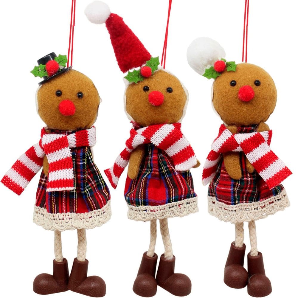 Kit 6 Pendentes Biscoito Xadrez Árvore Natal Decoração 17cm